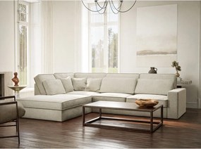 Szarobeżowy narożnik z tkaniny szenilowej (lewostronny/w kształcie litery L) Kirou – Maison de Rêve