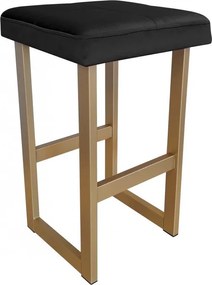 Hoker ALEX krzesło barowe tkanina Welur podstawa metalowa : Kolor Stelaża - Złoty, Kolor tkaniny - VELVET - MG19, Wysokość - 75 cm