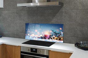 Szklany Panel Święta świeczka śnieg