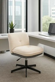 Kremowy tapicerowany fotel obrotowy W4-S63