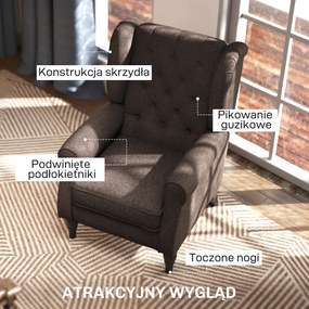 HOMCOM Fotel Uszny z Pikowaniem – Elegancja i Komfort w Twoim Salonie, Brązowy