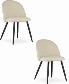Krzesło Valora BELLO w kolorze beżowym, aksamitne, czarne, metalowe nogi x2