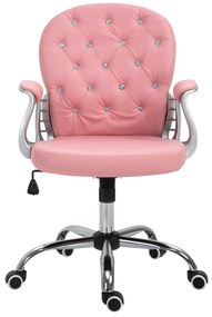 HOMCOM Ergonomiczne krzesło biurowe wyściełane różowe oparcie regulowane PU 59x60x95–105 cm | Aosom PL