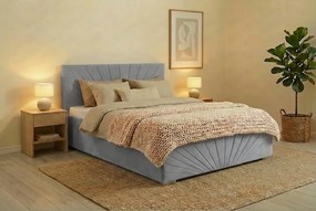 Łóżko OLEG 160x200 cm Jasny szary Z materacem