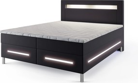 Stylowe i nowoczesne łóżko BENZ 180X200 cm z podświetleniem LED, Szare, MADRYT 990 wygodny materac i duży pojemnik na pościel