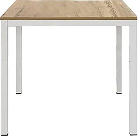 Drewniany stół wykończony dębem, biała metalowa rama 80x80 - RAVENNA