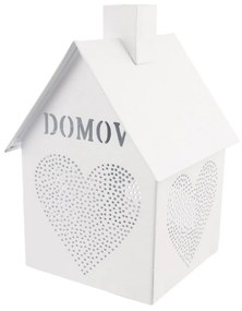 InDecor Świecznik metalowy Domek - Dom biały, 12 x 12 x 17 cm