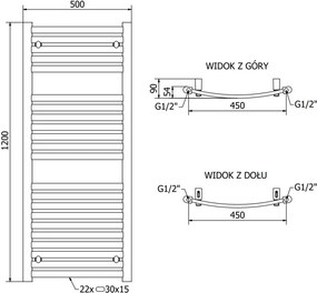 Mexen Helios grzejnik łazienkowy 1200 x 500 mm, 567 W, czarny - W103-1200-500-00-70
