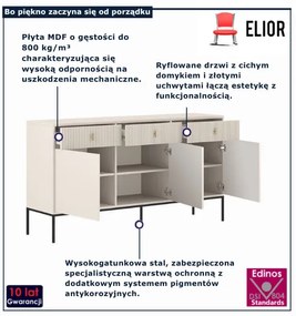 Kaszmirowa na czarnych nogach komoda ryflowana M9-G68