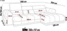 Narożnik LAGOS z elektrycznym wysuwem i regulowanymi zagłówkami WERSAL