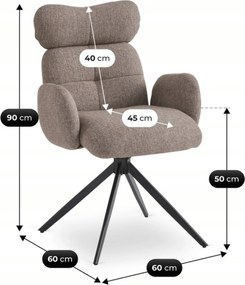 Krzesło Tapicerowane Obrotowe ALVARO Brązowe Nowoczesne