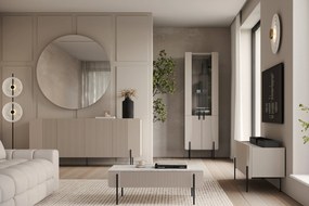 Komoda Malmi 200 cm - kaszmir / crema bianca / czarne nóżki