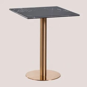 Kwadratowy Stolik Barowy Z Marmuru Cosmopolitan Marmur Nero Marquina & ↔︎ 60 Cm & Różowe Złoto - Sklum