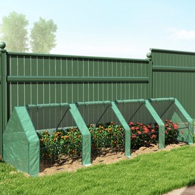 Outsunny Szklarnia z zamkiem błyskawicznym, mrozoodporna szklarnia foliowa ze stali 360 x 90 x 90 cm Zielona | Aosom PL
