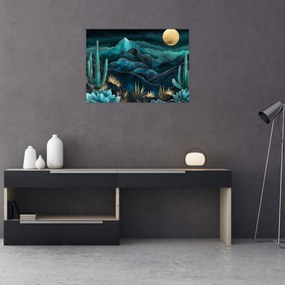 Obraz na szkle - Turkusowa noc (70x50 cm)