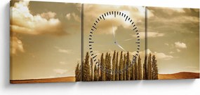 Obraz leśnej łąki (z zegarem) (90x30 cm)