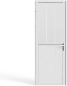 Odwracalne skrzydło drzwiowe z aluminium i matowego szkła hartowanego w stylu loftowym - W204 x S73 cm - Białe - ERMELO