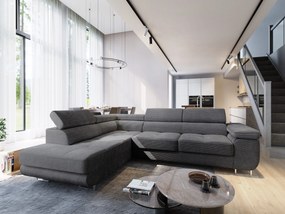 Masseno Narożnik APIRO z funkcją spania i pojemnikiem na pościel Narozniki L, Rozkładana sofa - Grafitowy, POSO 34