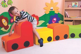 Zestaw przedszkolnych siedzisk piankowych Pociąg