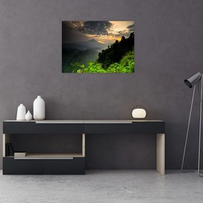 Obraz na szkle - zielony górski krajobraz (70x50 cm)