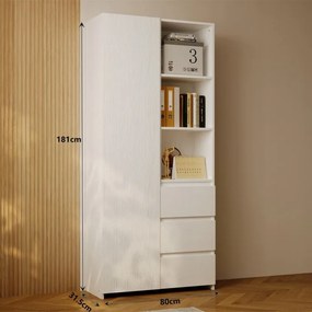 Regał Loft Biały 177 cm – Biblioteczka z 3 Szufladami i Półkami