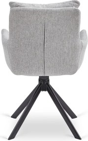 Krzesło Tapicerowane Obrotowe do Salonu PAUL Szare Nowoczesne