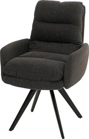 Krzesło do jadalni MCW-G66 Bouclé,  ciemnoszary, z podłokietnikiem