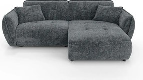 Ciemnoszary narożnik z tkaniny szenilowej (prawostronny/z szezlongiem) Nelia – Ropez