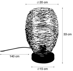 Designerska lampa stołowa miedziana 30 cm - SarellaDesignerski Oswietlenie wewnetrzne