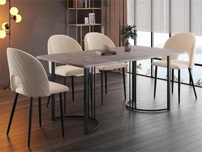 Stół jadalny 140x80 cm z regulowanymi nogami - konstrukcja metalowa - okleina w wzór marmuru - Szary i Czarny