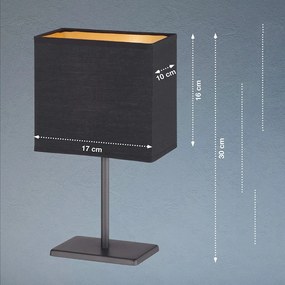 Czarna lampa stołowa z tekstylnym kloszem (wysokość 30 cm) Kate – Fischer &amp; Honsel