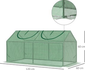 Outsunny Szklarnia Foliowa z Okienkiem PE Cieplarnia na Pomidory 119x60x60cm Zielona | Aosom PL