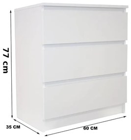 Biała minimalistyczna komoda z 3 szufladami - Hisa 5X