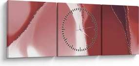 Obraz - Czerwony abstrakcyjny kwiat N⁰3 (z zegarem) (90x30 cm)