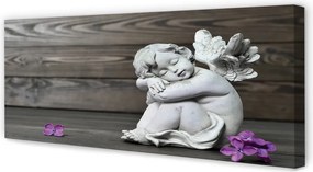 Duży obraz na płótnie Śpiący Anioł w Kwiatach na Deskach