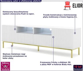 Biała szafka rtv z lamelami 200 cm - Melis 11X
