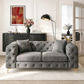 Sofa SORRENTO 2S Dwuosobowa Szara Welurowa Nowoczesna Glamour