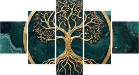 Obraz – Złote drzewo życia w marmurze (125x70 cm)