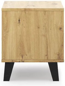 Szafka nocna na czarnych nóżkach dąb artisan + kaszmir L6-G36