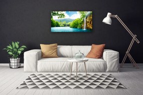 Duży obraz na płótnie Wodospad nad Ukrytym Jeziorem