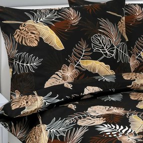 Bellatex Pościel bawełniana Monstera ciemny brąz, 140 x 200 cm, 70 x 90 cm