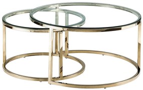 Stoliki kawowe wysuwane ze szkła hartowanego i stali nierdzewnej - Złoty - MAEVANE II Pascala Morabito