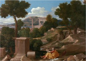 Obraz - Nicolas Poussin, Landscape with Saint John on Patmos, reprodukcje (70x50 cm)