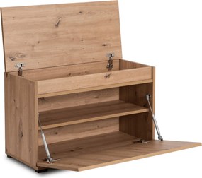 Loftowa szafka na buty z siedziskiem Prato 80 cm, dąb artisan/grafit