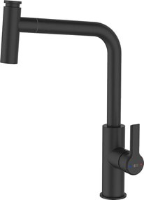 Essemano bateria zlewozmywakowa z wyciąganą wylewką, czarna