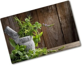 Deska kuchenna duża szklana Zioła w moździerzu