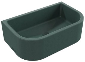 Umywalka betonowa półokrągła wisząca / nablatowa bez otworu na baterię 49 x 30 cm PALANGA | różne kolory : Kolor - Oliwkowy, Typ montażu - nablatowa