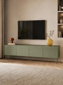 Szafka RTV Desin 220 cm z metalowymi nogami - oliwka / dąb nagano