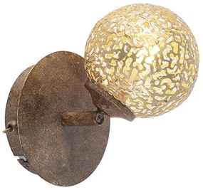 Lampa ścienna brązowa rdzawo-brązowa regulowana z przełącznikiem - Kreta