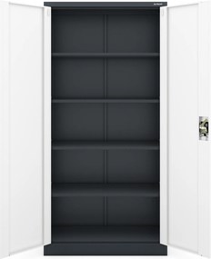 Szafa biurowa na dokumenty z 4 półkami antracytowo-biała, 900x1850x400 mm: JAN